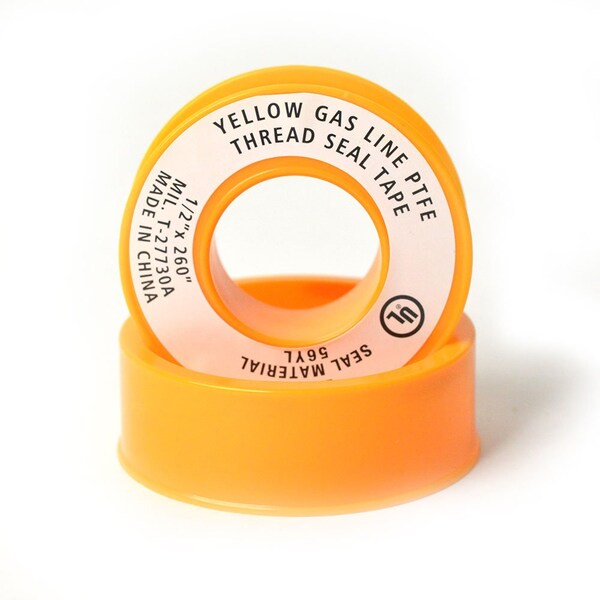 1/2 Inch X 260 Inch Yellow Color Gas PTFE Thread Sealing Tape